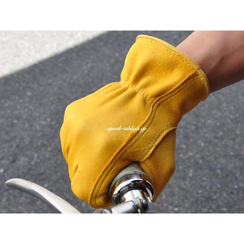 NAPA Deerskin Deerskin Plain Leather Gloves Black & Gold M