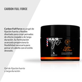 Lendan - Hair Styling Gel - Hair To Go Men Carbon Full Force - 200 ml - with Activated Charcoal - Strong and Flexible Hold - Wet Look - Long-Lasting - Hair Care
