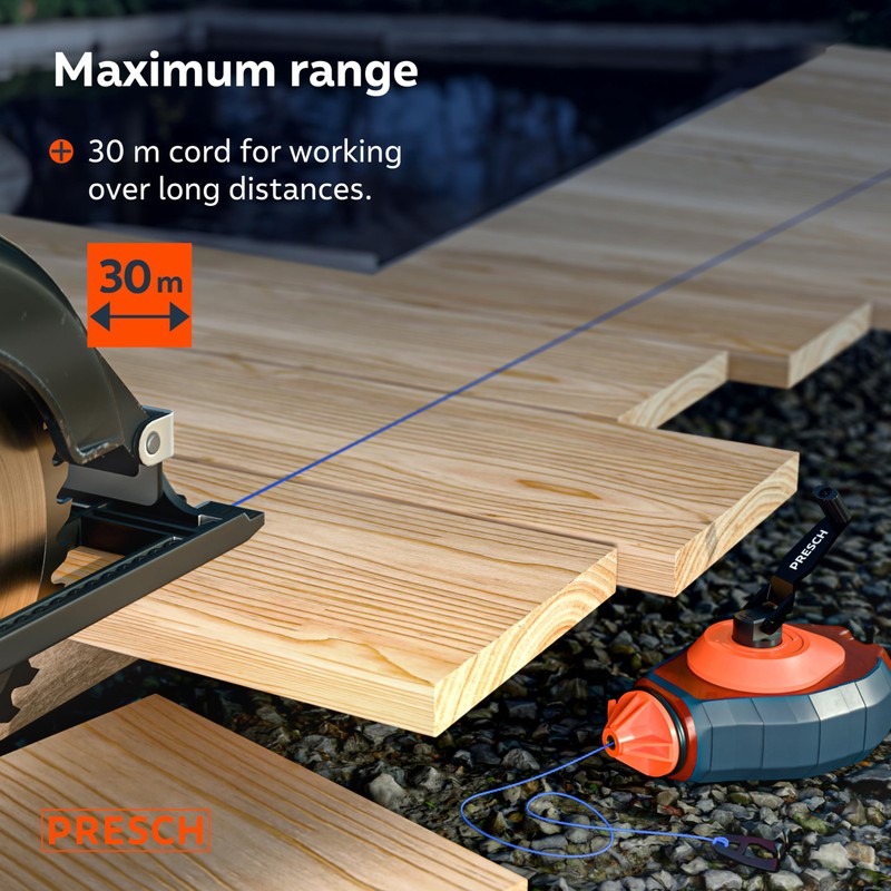 PRESCH Chalk line 30m incl. blue chalk (150 g) -