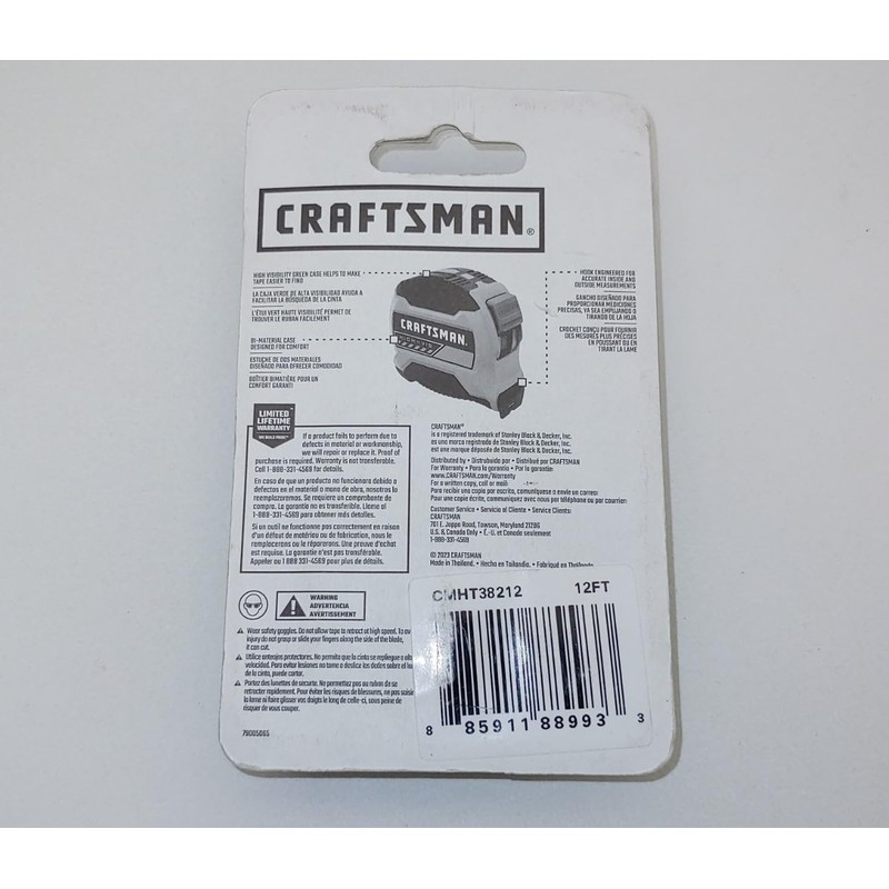 Craftsman 12' High Visibility Tape Measurer Measure Compact with Belt