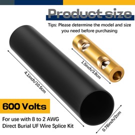 Relaxweex 2 Sets Underground Wire Splice Kit Well Pipe Splice Kit for 8-2 Awg Direct Burial Uf Copper Wire Handle up to 600 Volts Maximum, Includes Connectors and Heat Shrink Tube for Electrical Cable