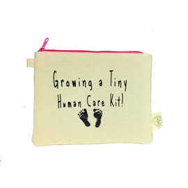 Ink Trendz Growing a Tiny Human Care Kit! Pregnancy Cosmetic Zipper Hemp Pouch Bag, Makeup Bag