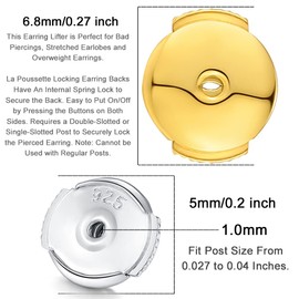 4pcs/2 Pairs Sterling Silver Locking Earrings Back Replacements for Diamond Studs, 18K White Gold Plated Screw Earring Backs,Secure Hypoallergenic Secure Earring Backs,Jewelry Making