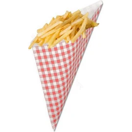 AhGuwa – Disposable Paper Cone for Fries, Chip Cones, Greaseproof Paper Sheets for Food, Take Away, 17x17x23 cm (100 units)