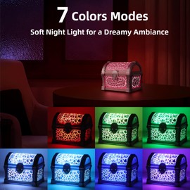 Magical Treasure Chest Night Light with Northern Lights Projector, USB Powered Star Projector Galaxy Light for Bedroom, Remote Control LED Mood Lighting for Room Ceiling Decor Gifts Kids Adults (Pink)
