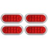 4pcs 6" Oval Chrome Bezel Trailer Truck Red 10 LED