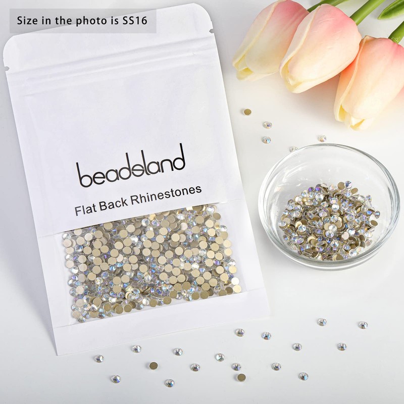Beadsland 1440 pieces flat back rhinestones, nail crystals rhinestones for
