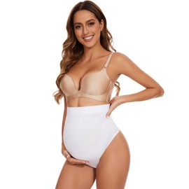 KUNINDOME Maternity Shapewear Thongs, White, Medium