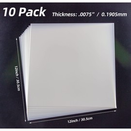 Hojas de Mylar en blanco de 7.5 mil (paquete de 10), hojas de plantillas en blanco de PET translúcidas de 12 x 12 pulgadas, material de plantilla para máquina de cortar, hacer plantillas de aerógrafo, hojas de plástico para manualidades seguras para alim