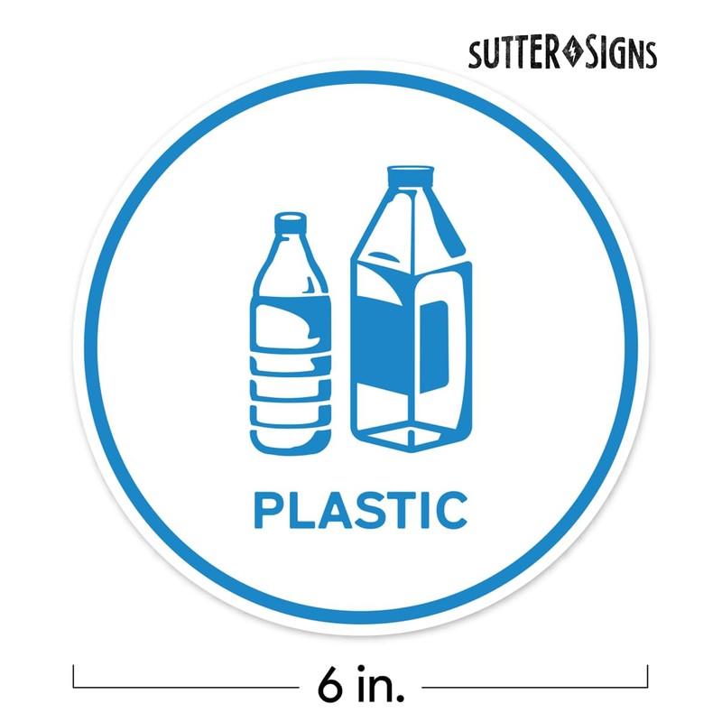 Sutter Signs Recycling Stickers for Trash Can, 6" Wide |