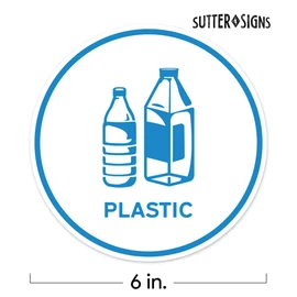 Sutter Signs Recycling Stickers for Trash Can, 6" Wide | 5pcs Recycle Stickers for Plastic Bins - Paper, Aluminum, Plastic, Glass, Compost