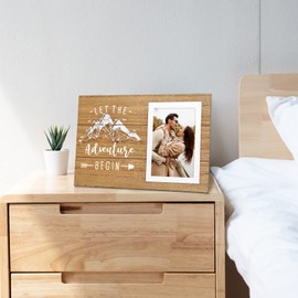 ElegantPark Engagement Gifts for Couples Picture Frame Wedding Gifts for Couple Engagement Gift for Him Her Romantic Engaged Gifts Let The Adventure Begin 4X6 Photo Frame Wood