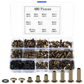 480 Pieces Chicago Book Screws Kit, M4/M5 Chicago Screws, Screw Rivets for Leather Set, Binding Screws Nails Rivets, Nail Rivets, Binding Screws Rivets Set for DIY Leather Belt Book Binding