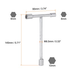 sourcing map 4pcs 3-Way Wrench, 8mm 9mm 10mm Socket T Handle for Repairing Bicycle, Automobile and DIY