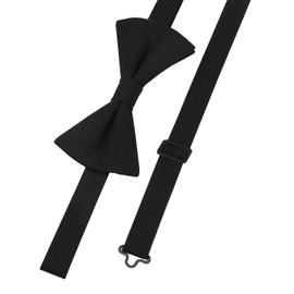 Entwineno Linen Bow Ties for Men and Kids - Solid Color Pretied Bowties (Black, L (Youth, Adult))