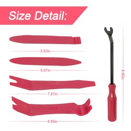 Generic 5PCS Auto Trim Removal Tool Kit, Car Interior Door Panel Clip Fastener Removal Set, No Scratch and No Marring Plastic Pry Tool Kit for Vehicle Dash Radio Audio Installer (Red)