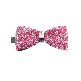 Rhinestone Bow Ties for Men Pre-tied Bow Ties Banquet Bowtie with Adjustable Length for Wedding Party (Pink)