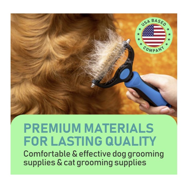 TQT Pet Grooming Brush - Double Sided Shedding and Dematting