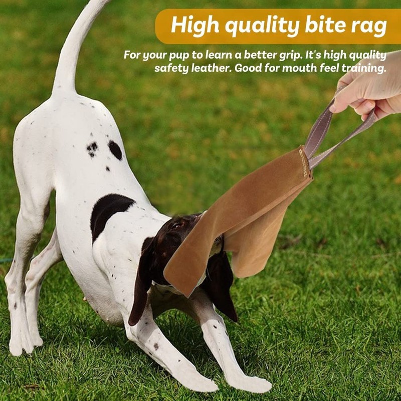 DONGKER Dog Bite Rag, 15.7" Soft Leather Bite Rag with