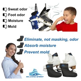 Odor Eliminator Moisture Absorber (1 pair) for Ice Skates, Roller Skates, Hockey Skates, Ski Boots, Work Boots, Sneakers