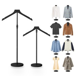 2 Pack Mannequin Torso, 30 to 42 Inch Height Adjustable Shirt Display Stand for Vendors Shop Graduation Party, Stable Ease Assembly Dress Form Clothes Garment Rack, Jacket Coat Hanger Stand, Black