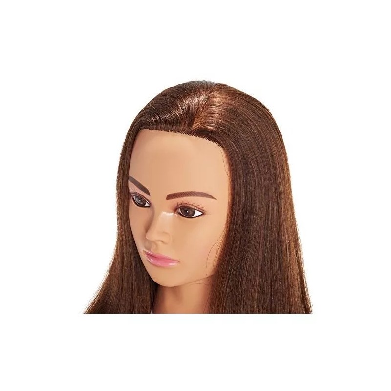 Hairingrid Maniqui Cabeza Cabello Natural Castaño Oscuro 55cm Hairingri