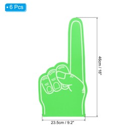 PATIKIL Giant Foam Finger 18 Inch, 6 Pack Number 1 DIY Blank Foam Hand Cheerleading Foam Fingers for Sports Events Games Party Supplies, Green, White Line