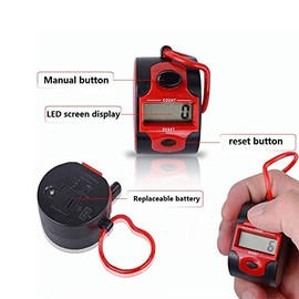 TopHomer Electronic Tally Counters, Manual Digital Counter with Finger Ring, Hand held Golf Clicker, Buddha Numbers Clicker (Orange)