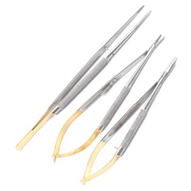OdontoMed2011 T/C 3 PCS CASTROVIEJO Micro Scissors Needle Holder Tying Forceps ODM