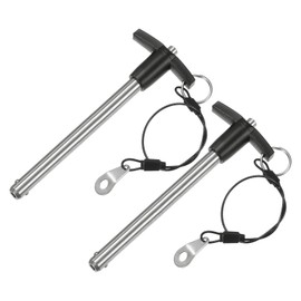 M METERXITY 2-Pack T Handle Lock Pins, 25/64"(10mm) Dia. 3-15/16"(100mm) Usage Length Push-Button Quick Release Locking Pins W Lanyard for Speaker/Aviation/Gym/Machine [304 Stainless Steel]