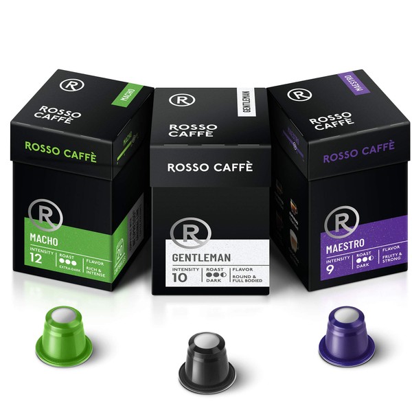 Rosso Coffee Capsules for Nespresso Original Machine - 60 Gourmet Espresso Pods Extra Dark Roast Pack, Compatible with Nespresso Original Line Machines