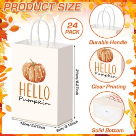 Kolldenn 24 Pcs Fall Party Favors Bags Autumn Gift Goodie Paper Bags with Handles Thanksgiving Maple Leaf Pumpkin Pouch for Fall Party Decorations Supplies