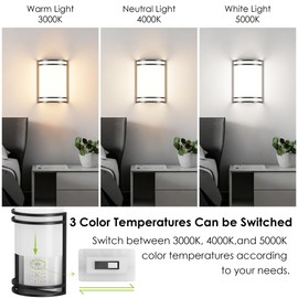 Aipsun Modern Wall Sconces Hardwired Indoor 15W LED Dimmable 3000K 4000K 5000K Black Wall Sconce Lighting for Living Room Hallway Bedroom
