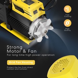 SPECSTAR 1/2 HP 5 CFM 110V Dual Stage Rotary Vane HVAC Air Vacuum Pump for R12 R22 R134a R410a Systems with 2 Oil Bottles