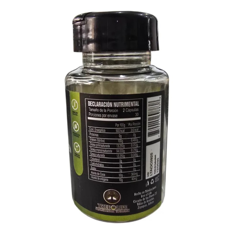 Cápsulas De Orégano Y Coco Extra Virgen 60 Capsulas
