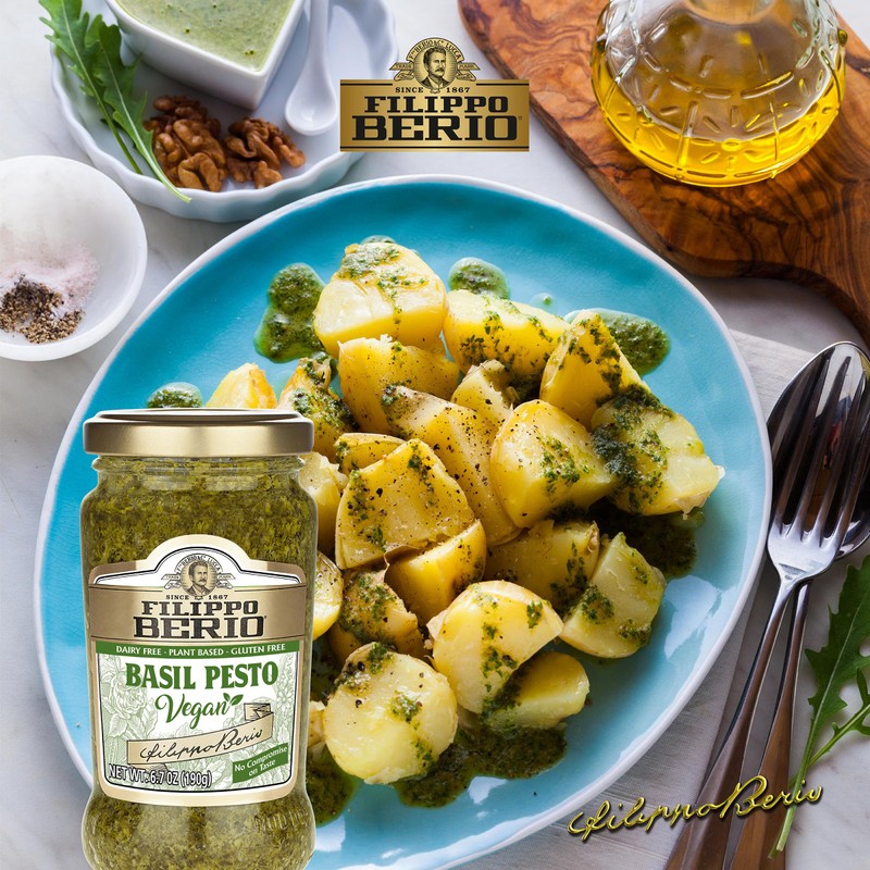 Filippo Berio Pesto, Vegan Basil, 6.7 Ounce Glass Jar, Pack