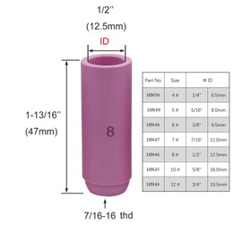 10N46 8# TIG Alumina Nozzles Ceramic Shield Cup Fit DB PTA SR WP 17 18 26 TIG Welding Torch 10PK (10N46 8#)
