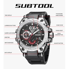 Watches for Men Sport Outdoor Digital Watch 5ATM Waterproof Tactical Mens Watches Heavy Duty Chronograph Mens Watch Cool Accessories