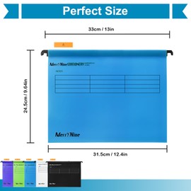 Suspension Files, MerryNine 15PCS Polypropylene Filing Cabinet Suspension Files with Tabs and Card Inserts for School Home Work Office Organization (Multi Color, A4)