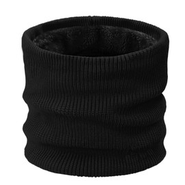 YUHAN PRETTY Kids Ski Mask Neck Warmer Winter Neck Gaiter Boys Girls Warm Thermal Fleece Lined Knitted Scarf for Cold Weather(Black)