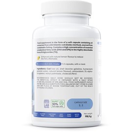 Osavi Norwegian Cod Liver Oil Softgels, 1000mg (Lemon) - 90 softgels