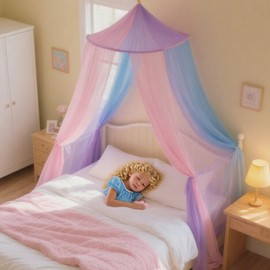 Bed Canopy for Girls,Rainbow Canopy For Bed,Princess Mosquito Net Play Tent For Kids,Children Reading Canopies Indoor, Hanging Bed Net Cover For Girls Room Decor (Rainbow)