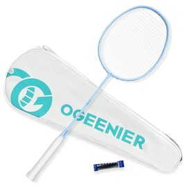 OGEENIER Badminton Racket Carbon Fiber - 30LBS - Lightweight Badminton Racquet for Beginners, Includes Badminton Grip and Bag