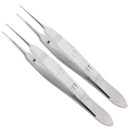 2 Pcs Castroviejo Forceps 4" Suture Tying Surgical 0.3mm & 0.5mm 1x2 Premium Instruments