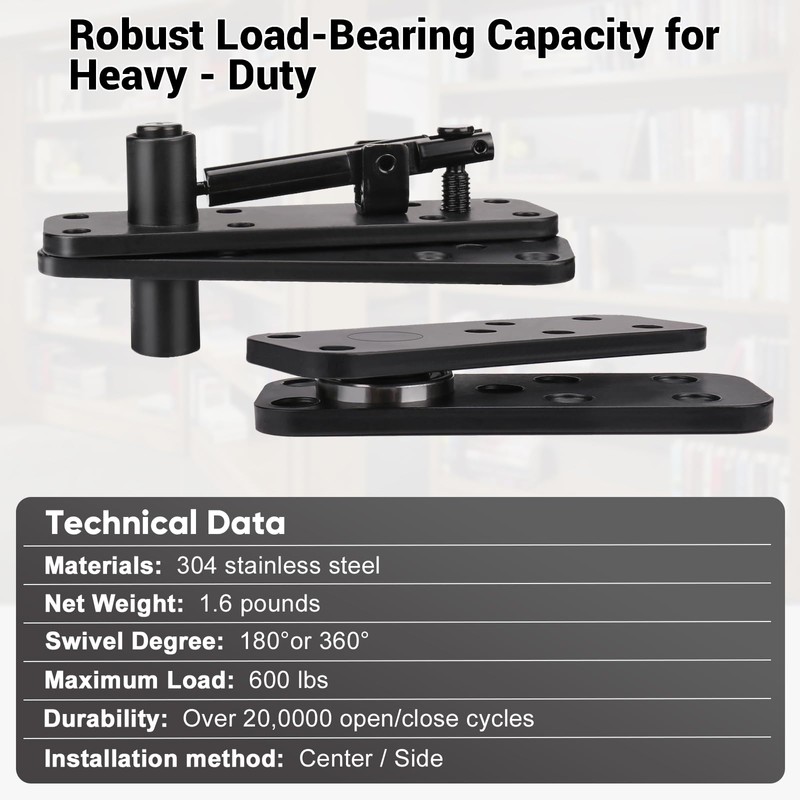Stainless Steel Hidden Door Hinges, Swing Pivot Hinges 360° Rotation,