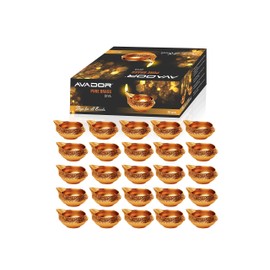 Avador Handmade Brass Indian Puja Oil Lamp, Golden Diya Lamp Engraved Design Diya for Diwali Pooja 2.5 Inch (20)