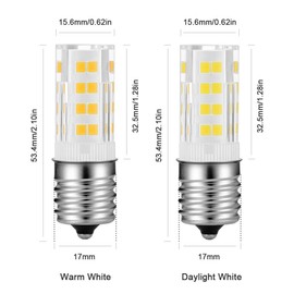 Microwave Lights Under Hood E17 Base Exact Fit for Whirlpool Microwave - Microwave LED Bulb 125V Fits for Maytag Kenmore GE Amana Over The Range Hood Microwave Pack of 2 (3W, Daylight White)