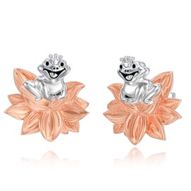 PELOVNY Frog Earrings 925 Sterling Silver Frog Lotus Earrings Frog Jewelry for Mothers Day Birthday Christmas Gifts Women