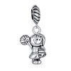 Cheerleader Girl Sport Dangle Bead Charm .925 Sterling Silver