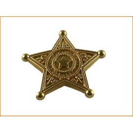 MG-M Pin Badge Safety Pin Type Star Sheriff Sheriff Badge Gold, Crystal Alloy Steel